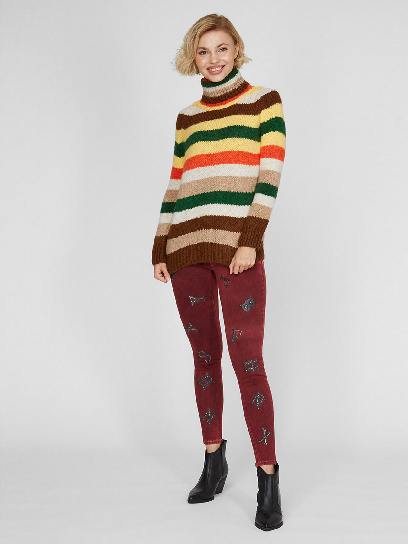 Скинни джинсы Sassofono модель A191-SF-321012, Бордовий Фото