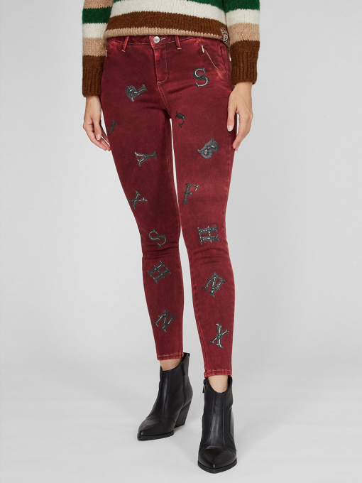 Скіні джинси Sassofono модель A191-SF-321012, Бордовий Фото