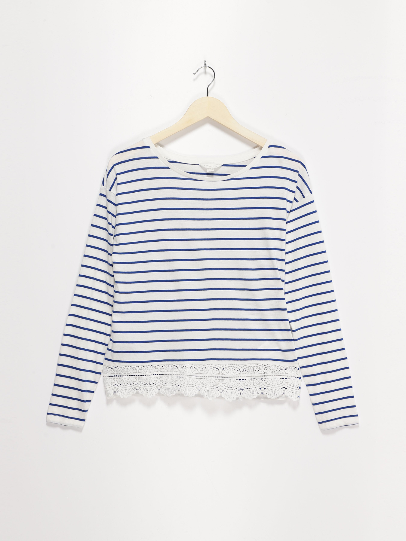 Лонгслів SPRINGFIELD модель 6764215_білий з синім Фото