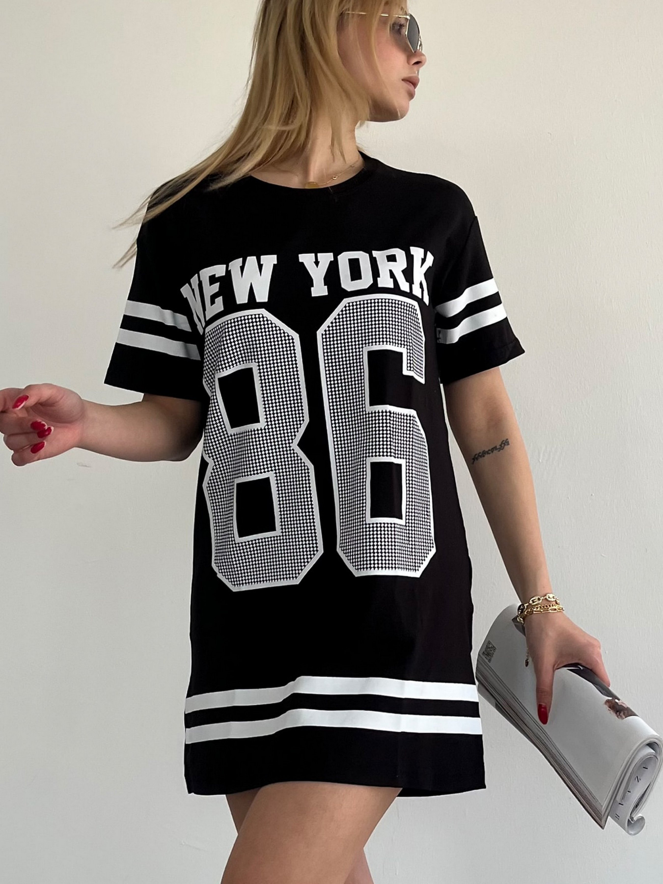 Платье-футболка Trend Alacati Stili модель ALC-X10066SİYAH Фото