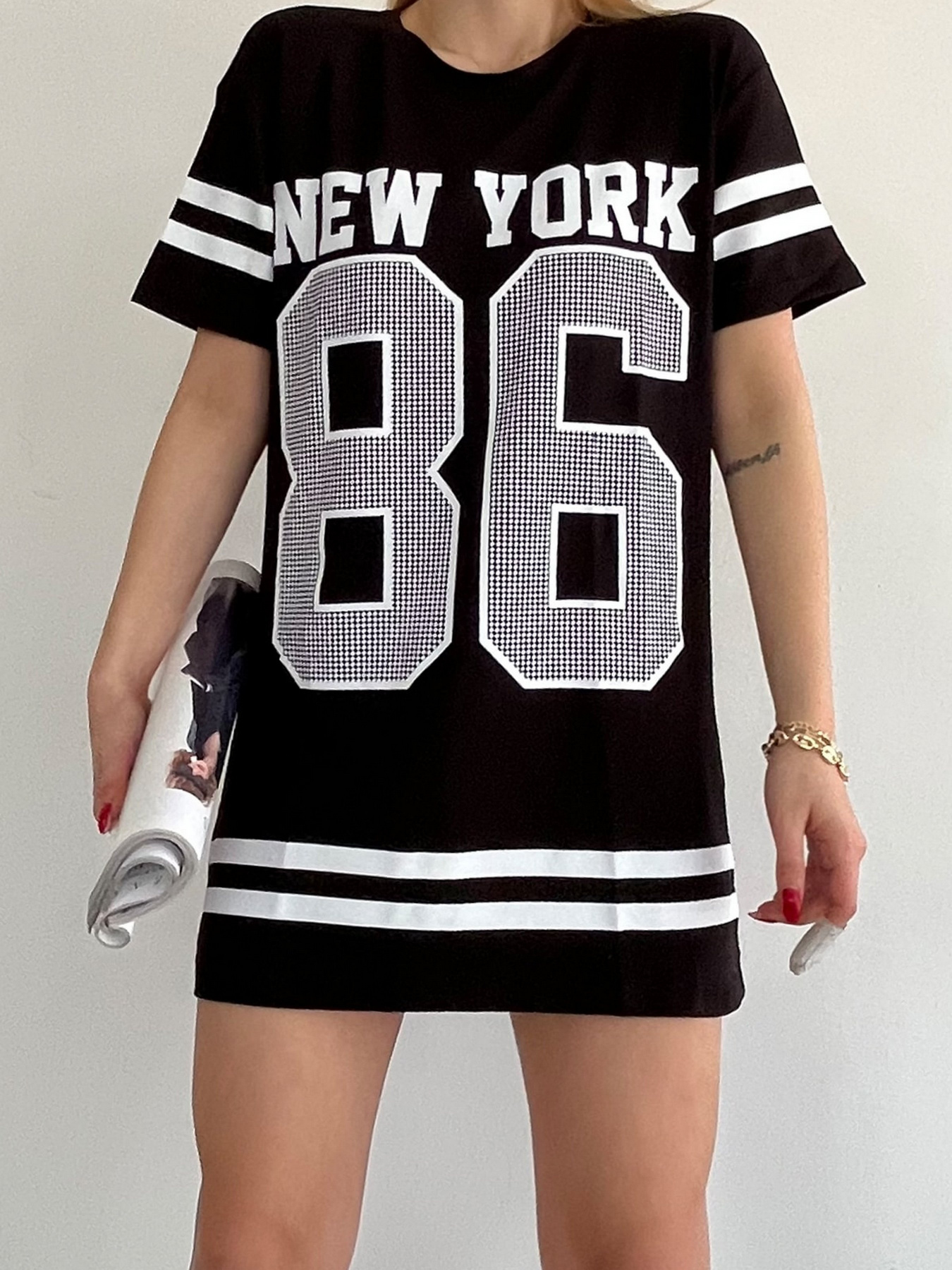 Платье-футболка Trend Alacati Stili модель ALC-X10066SİYAH Фото