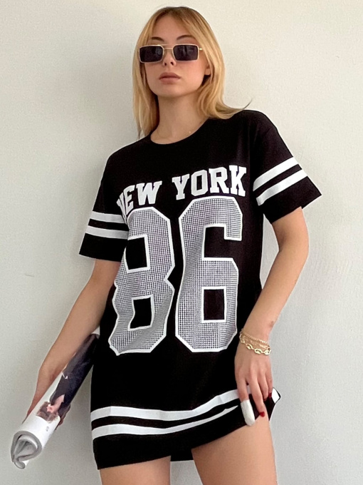 Сукня-футболка Trend Alacati Stili модель ALC-X10066SİYAH Фото