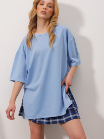 Футболка Trend Alacati Stili модель ALC-X7871MAVİ Фото