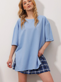 Футболка Trend Alacati Stili модель ALC-X7871MAVİ Фото