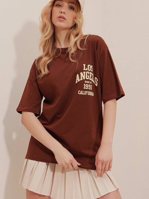 Футболка Trend Alacati Stili модель ALC-X9560KAHVERENGİ Фото