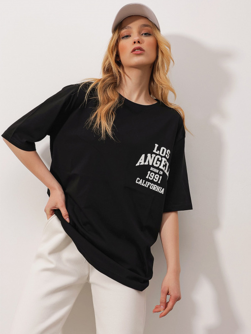 Футболка Trend Alacati Stili Модель ALC-X9560SİYAH Фото