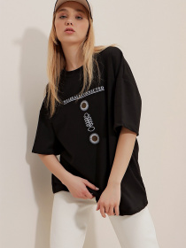 Футболка Trend Alacati Stili модель ALC-X9577SİYAH Фото