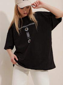 Футболка Trend Alacati Stili модель ALC-X9577SİYAH Фото