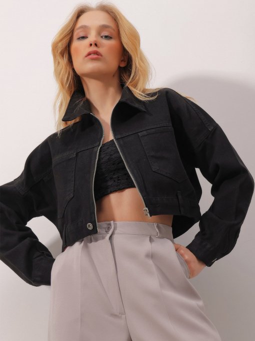 Джинсова куртка Trend Alacati Stili Модель ALC-X9899SİYAH Фото