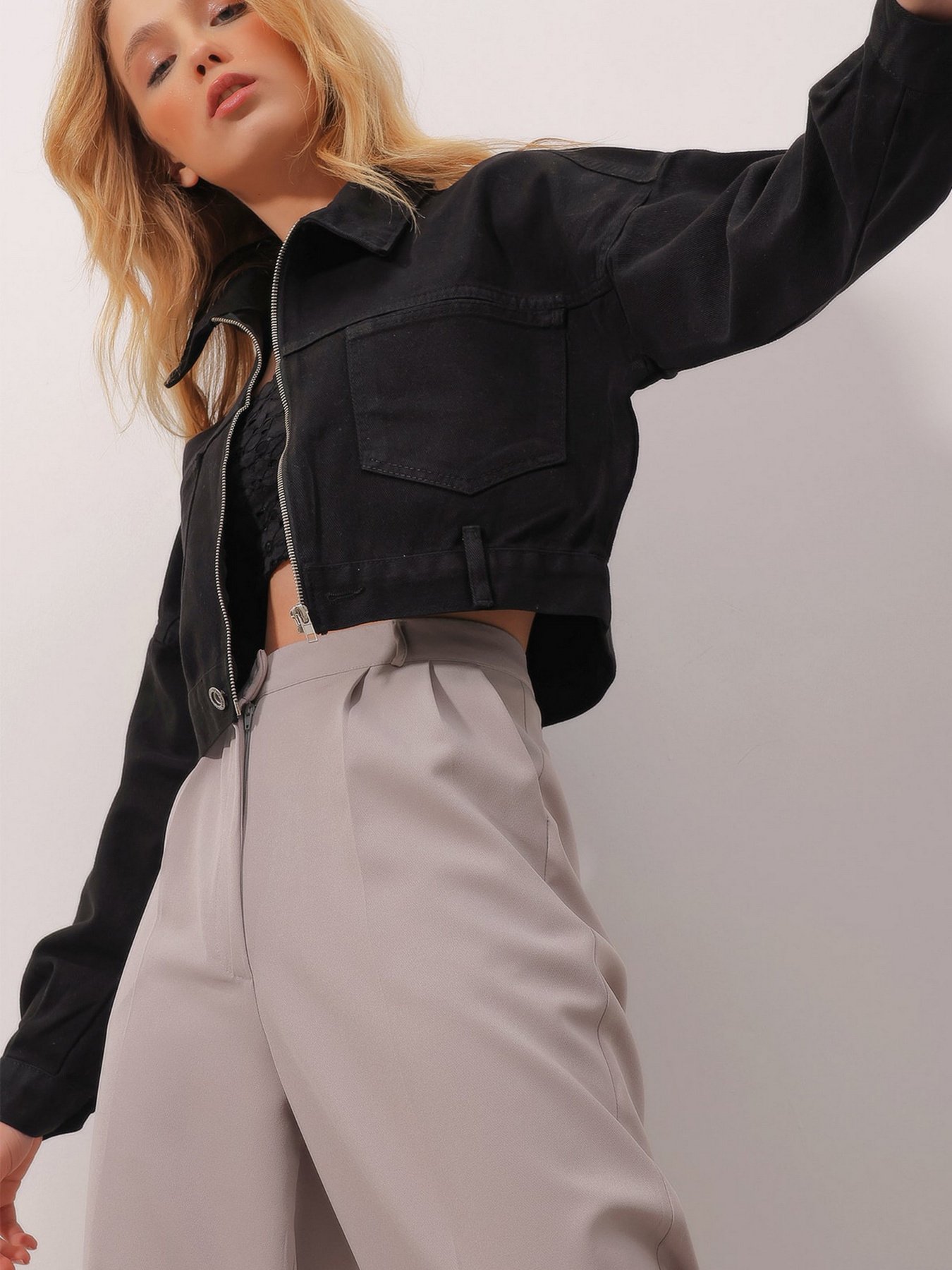 Джинсова куртка Trend Alacati Stili модель ALC-X9899SİYAH Фото