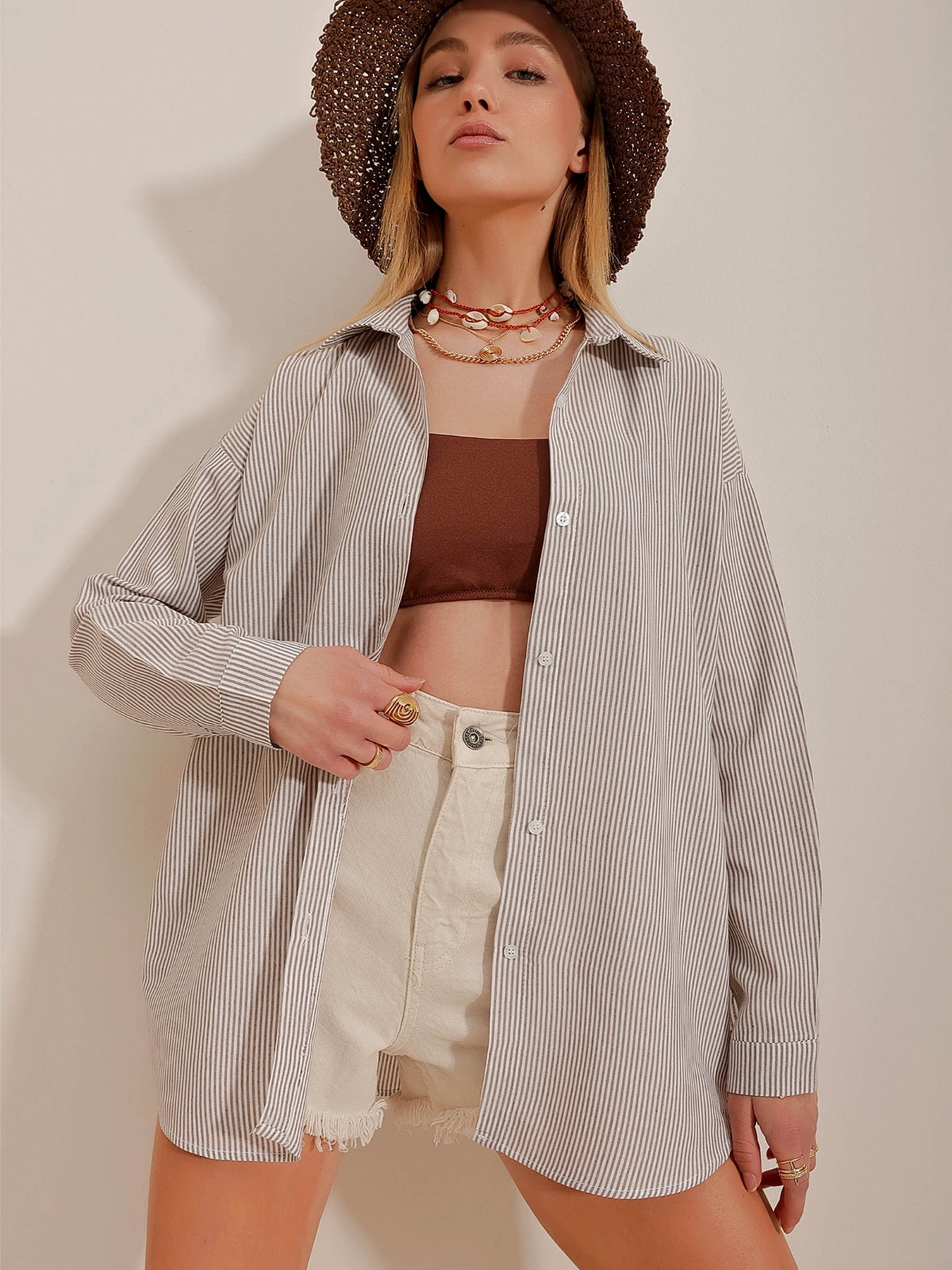 Рубашка Trend Alacati Stili модель ALC-X10232/Kahve Фото