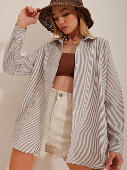 Рубашка Trend Alacati Stili модель ALC-X10232/Kahve Фото