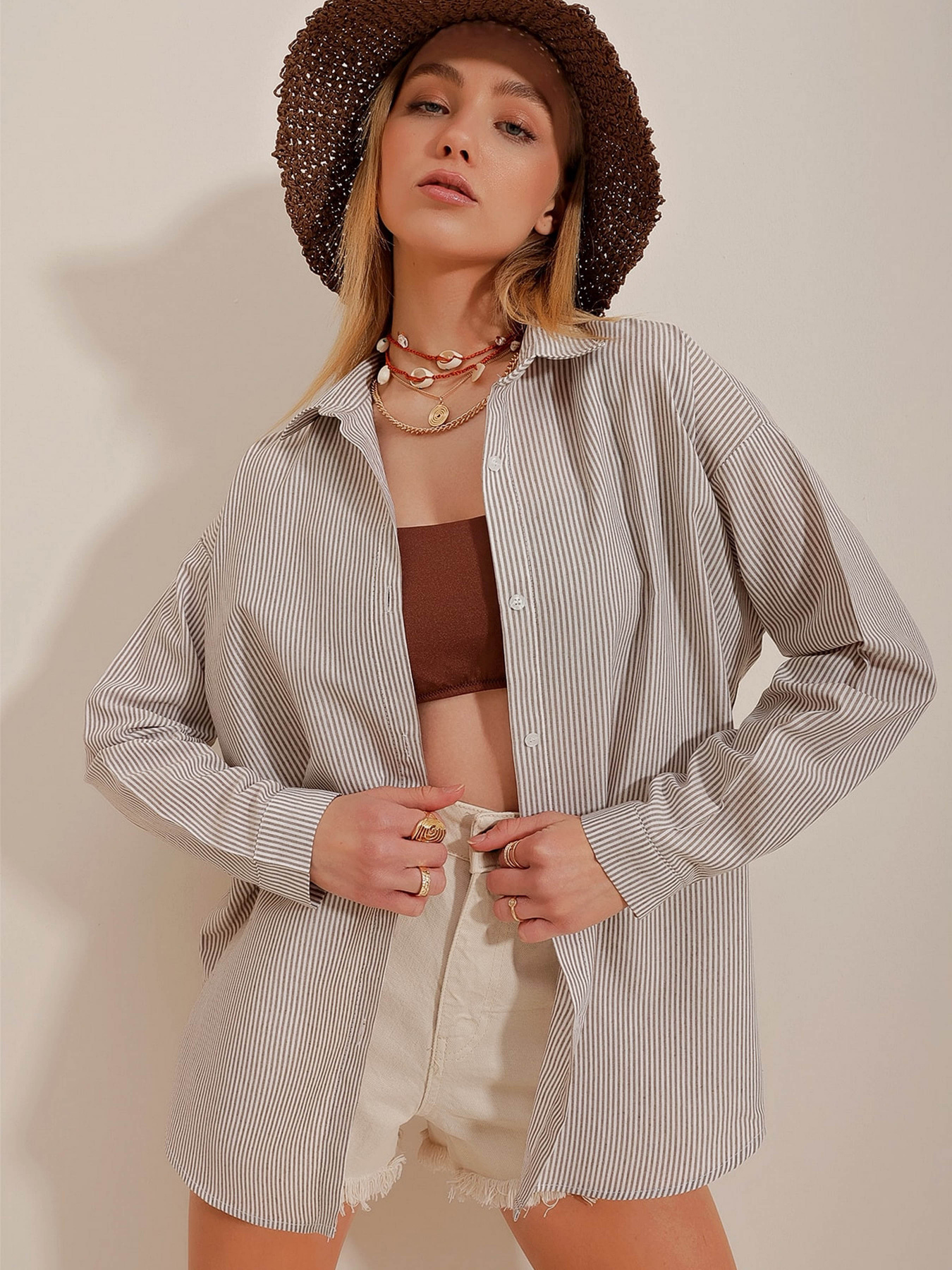 Рубашка повседневная Trend Alacati Stili модель ALC-X10232/Kahve Фото