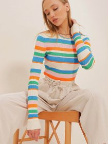 Лонгслив Trend Alacati Stili модель ALC-X10646/Turuncu-Mavi Фото