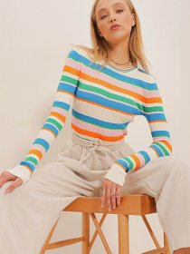 Лонгслив Trend Alacati Stili модель ALC-X10646/Turuncu-Mavi Фото