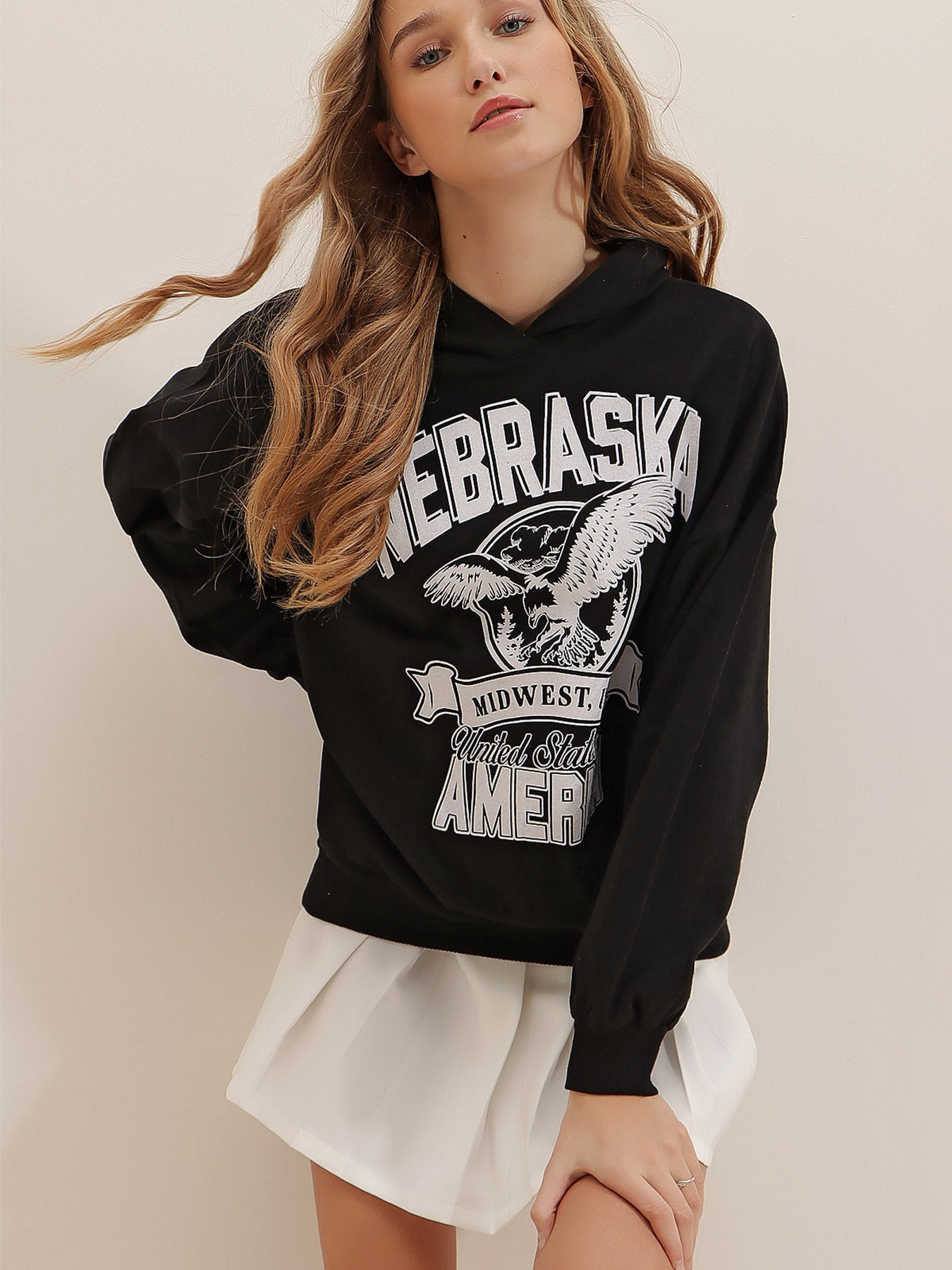 Худі Trend Alacati Stili модель ALC-X7441/SIYAH Худі Trend Alacati Stili модель ALC-X7441/SIYAH Фото