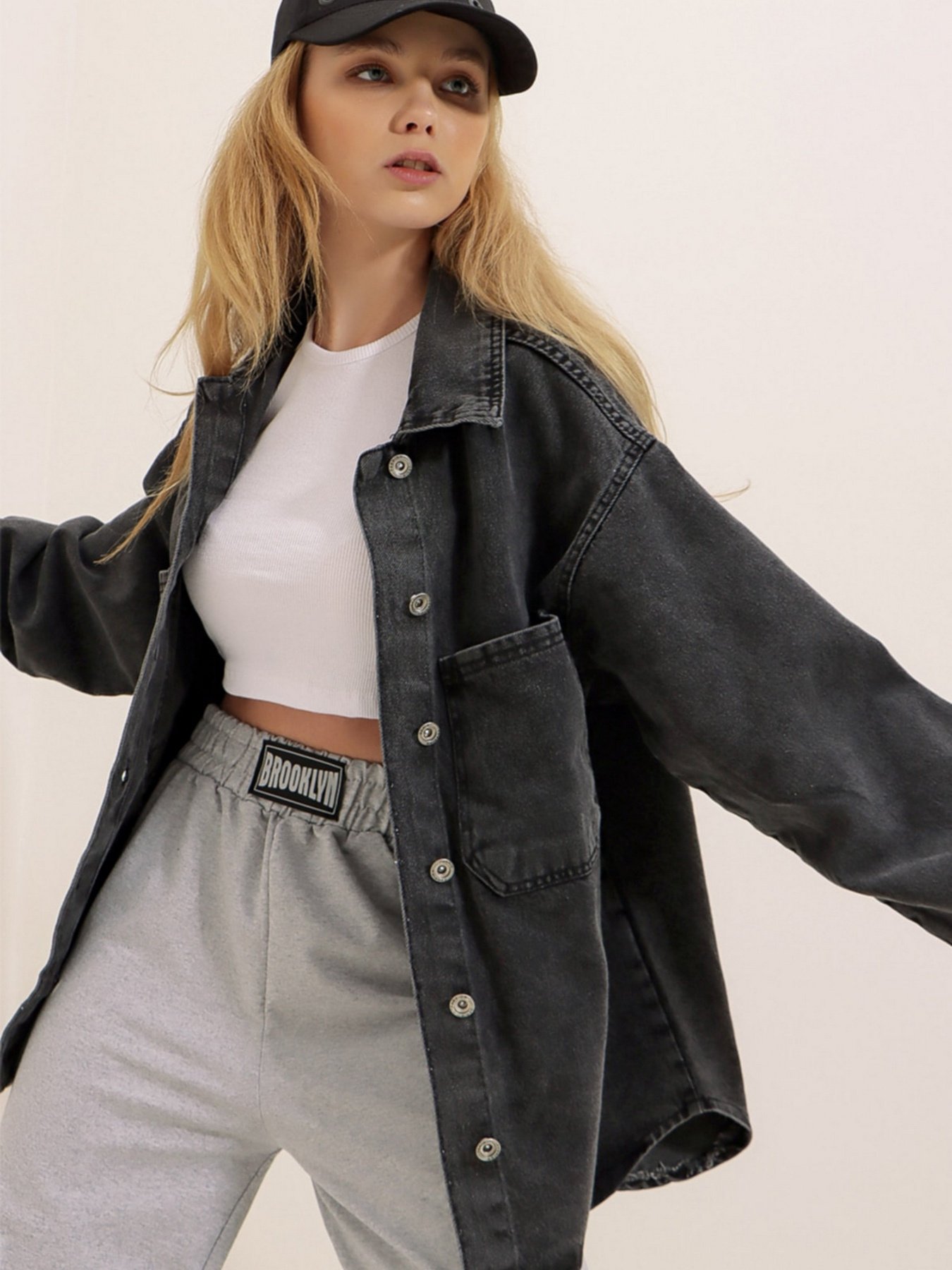 Джинсовая куртка Trend Alacati Stili модель ALC-X8152/ANTRASIT Фото