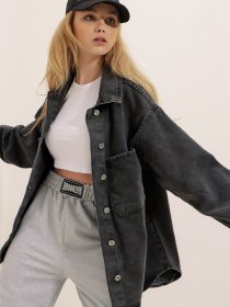 Джинсовая куртка Trend Alacati Stili модель ALC-X8152/ANTRASIT Фото