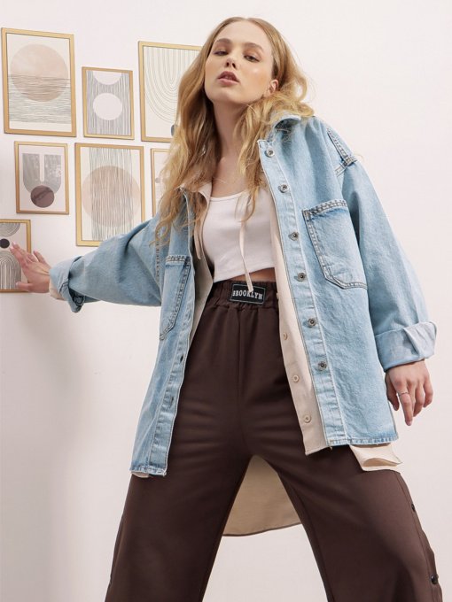 Джинсова куртка Trend Alacati Stili Модель ALC-X8152/BUZ MAVI Фото