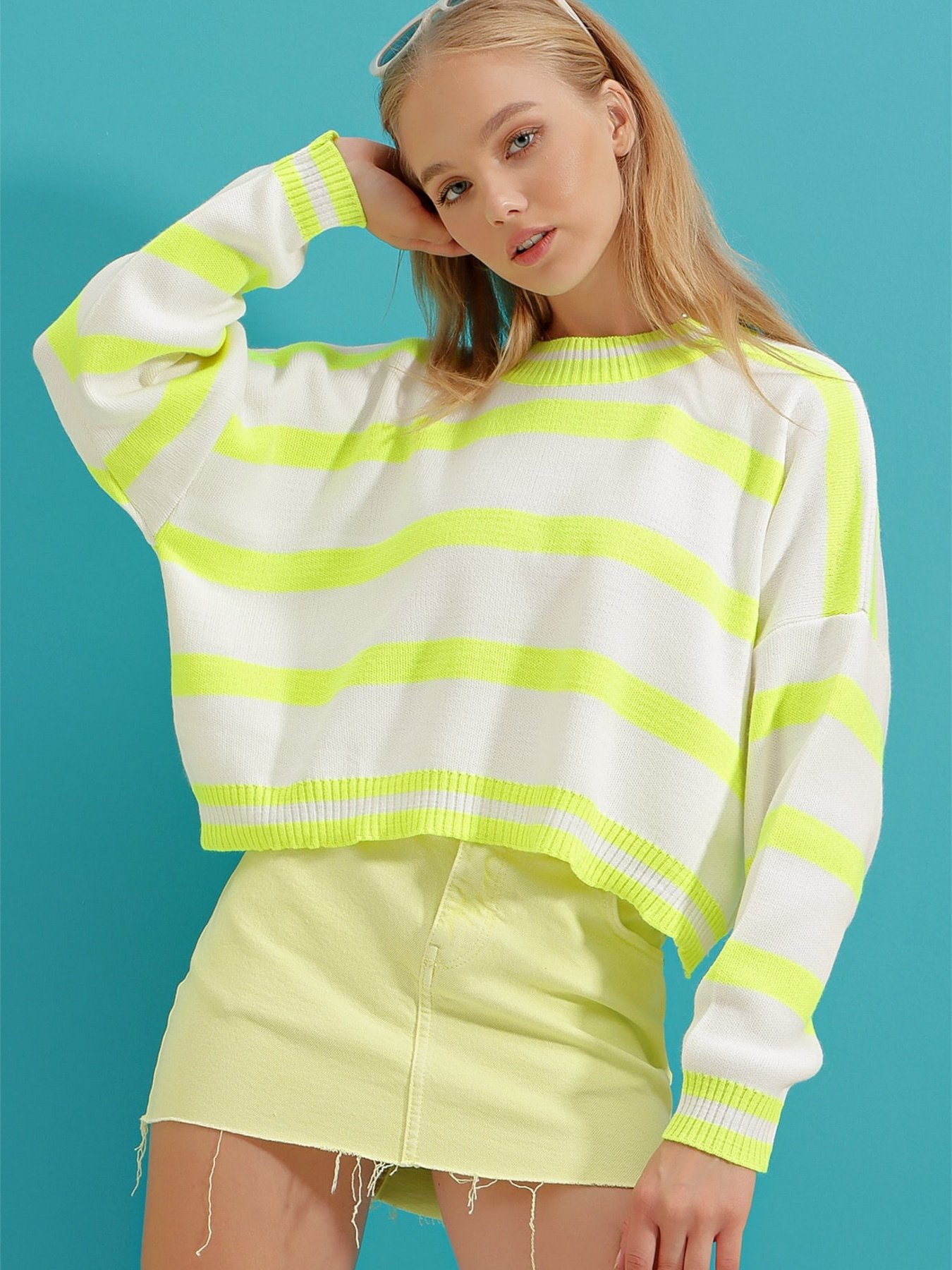 Свитры и кардиганы Trend Alacati Stili модель ALC-X9277/NEON YESILI Свитры и кардиганы Trend Alacati Stili модель ALC-X9277/NEON YESILI Фото