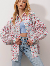 Рубашка Trend Alacati Stili модель ALC-X9948/Beyaz Pembe Фото