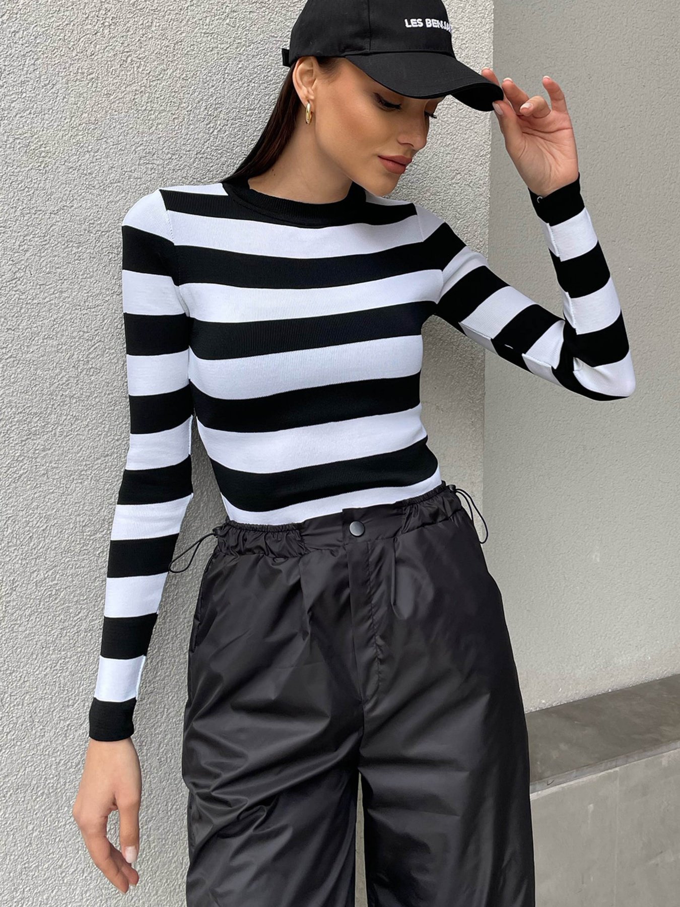 Лонгслив Trend Alacati Stili модель ALC-X9968/Siyah Beyaz Фото