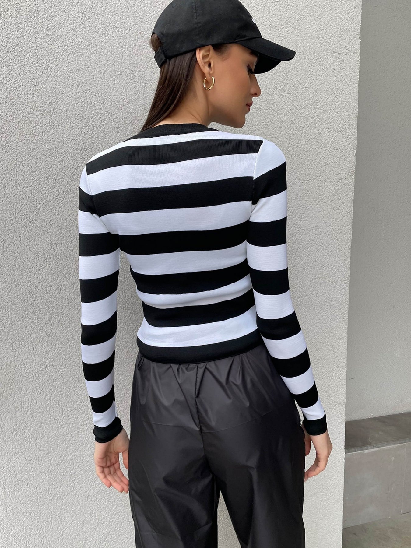 Лонгслів Trend Alacati Stili модель ALC-X9968/Siyah Beyaz Фото