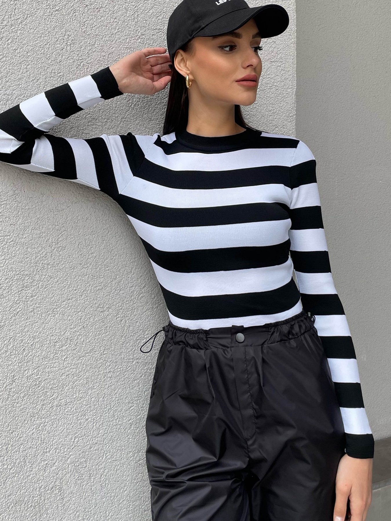 Лонгслів Trend Alacati Stili модель ALC-X9968/Siyah Beyaz Фото