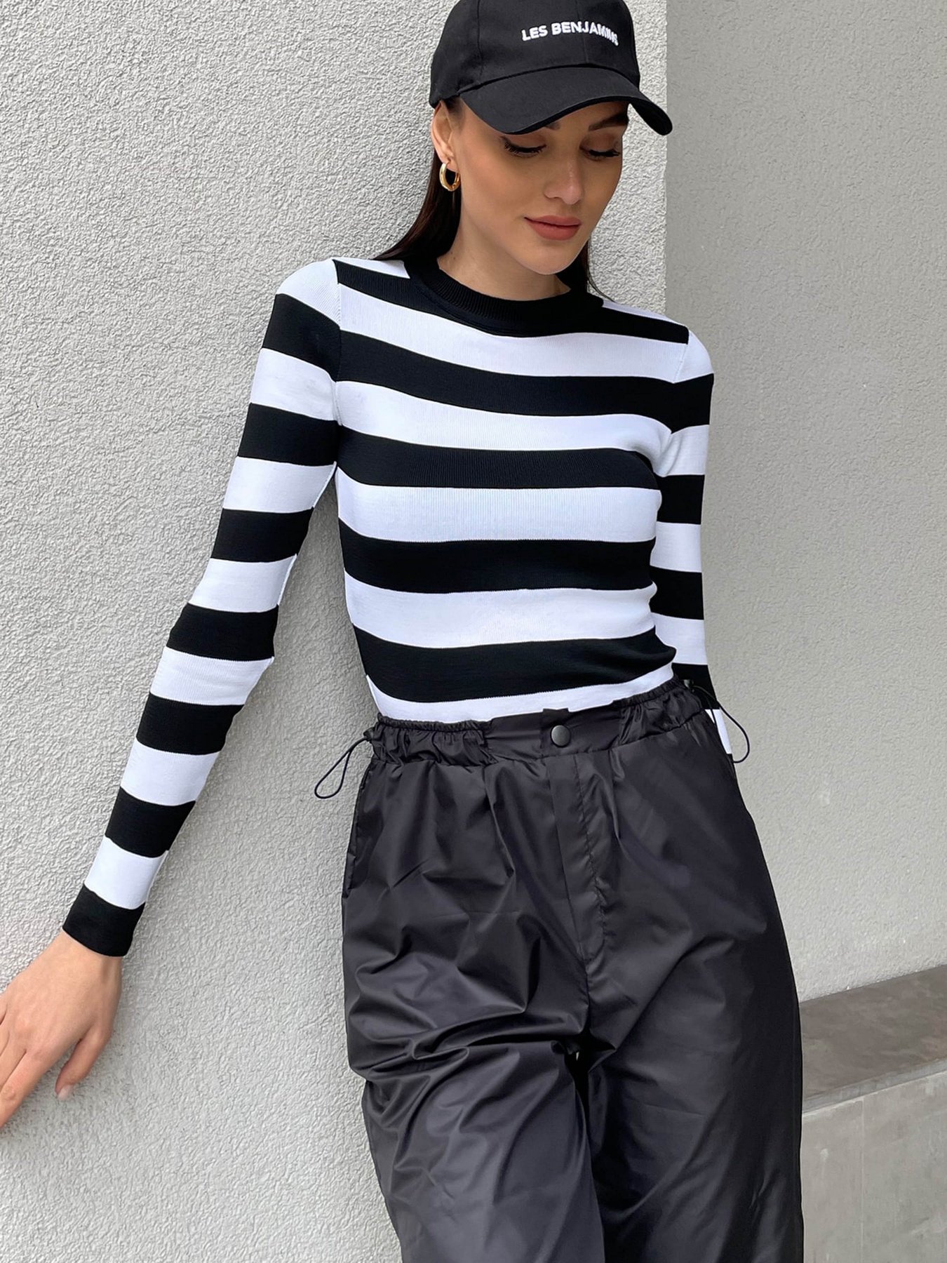 Лонгслів Trend Alacati Stili модель ALC-X9968/Siyah Beyaz Фото