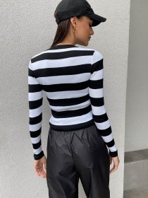 Лонгслів Trend Alacati Stili модель ALC-X9968/Siyah Beyaz Фото