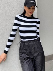 Лонгслів Trend Alacati Stili модель ALC-X9968/Siyah Beyaz Фото