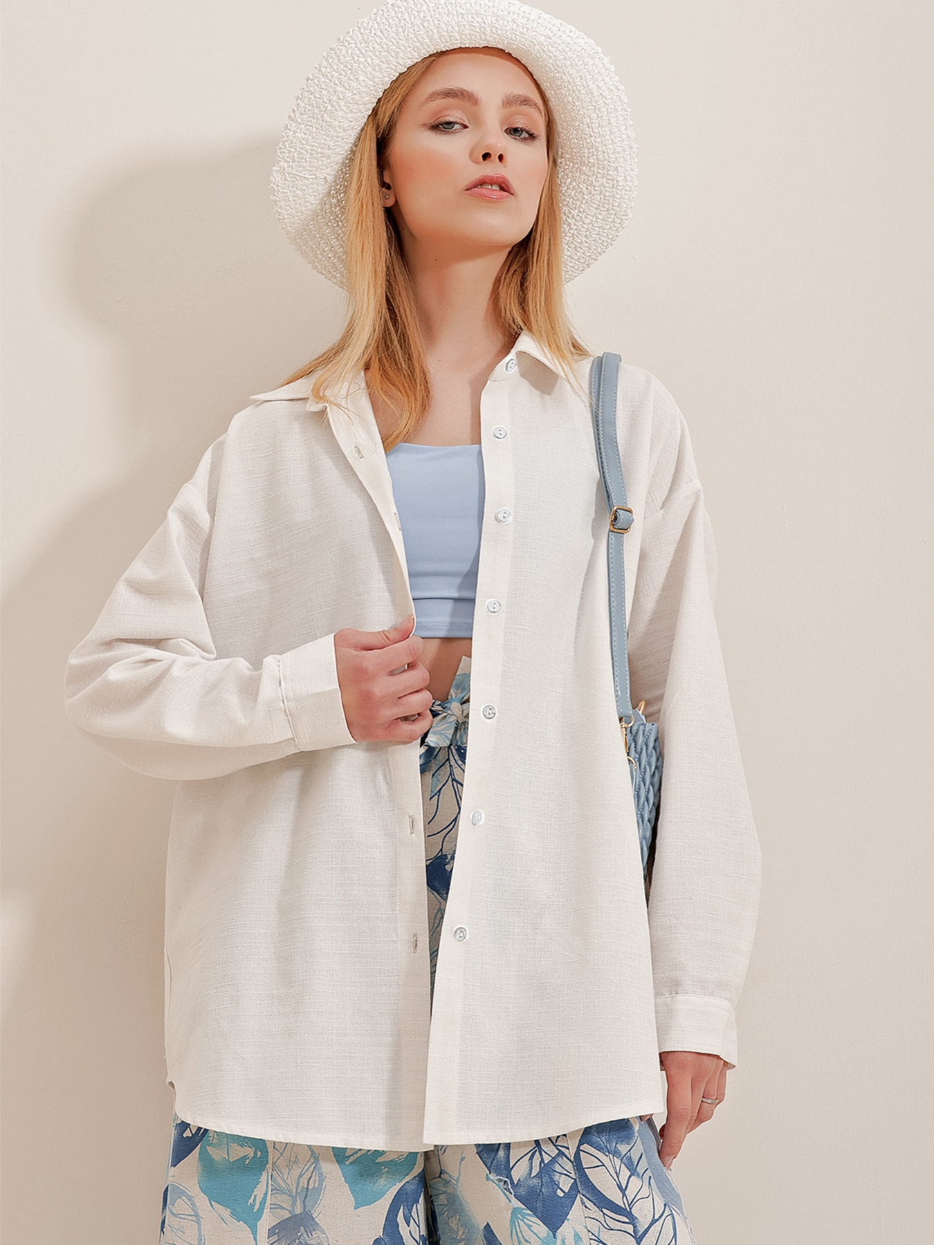 Рубашка Trend Alacati Stili модель ALC-X10343/Ekru Фото