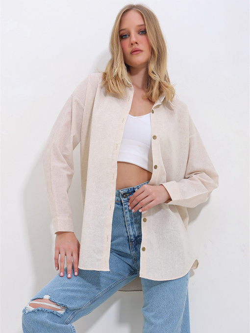 Сорочка Trend Alacati Stili Модель ALC-X10343/KREM Фото