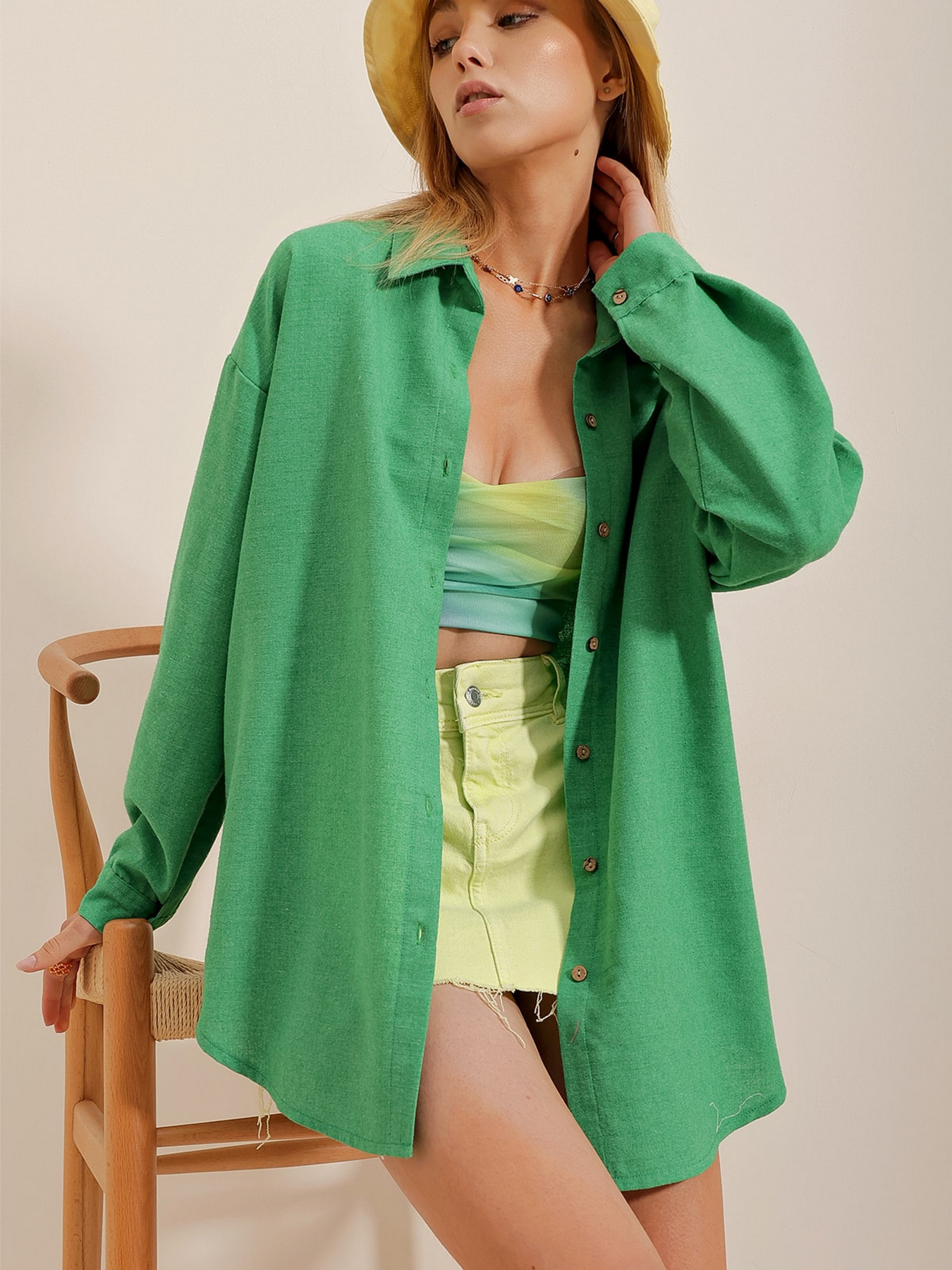 Рубашка Trend Alacati Stili модель ALC-X10343/Yesil Фото