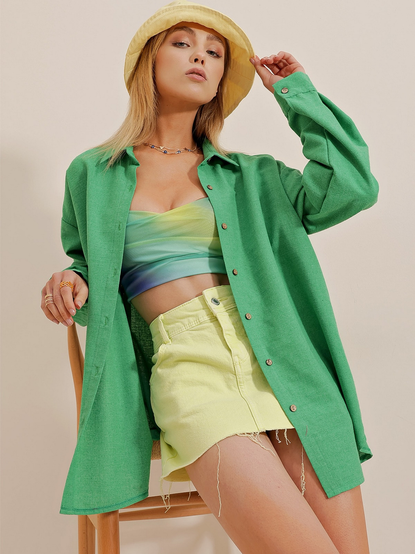 Сорочка повсякденна Trend Alacati Stili модель ALC-X10343/Yesil Фото