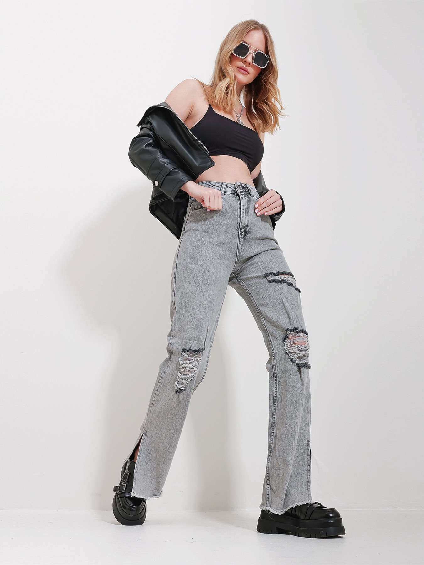 Джинси кльош Trend Alacati Stili модель ALC-X11564/GRi Джинси кльош Trend Alacati Stili модель ALC-X11564/GRi Фото