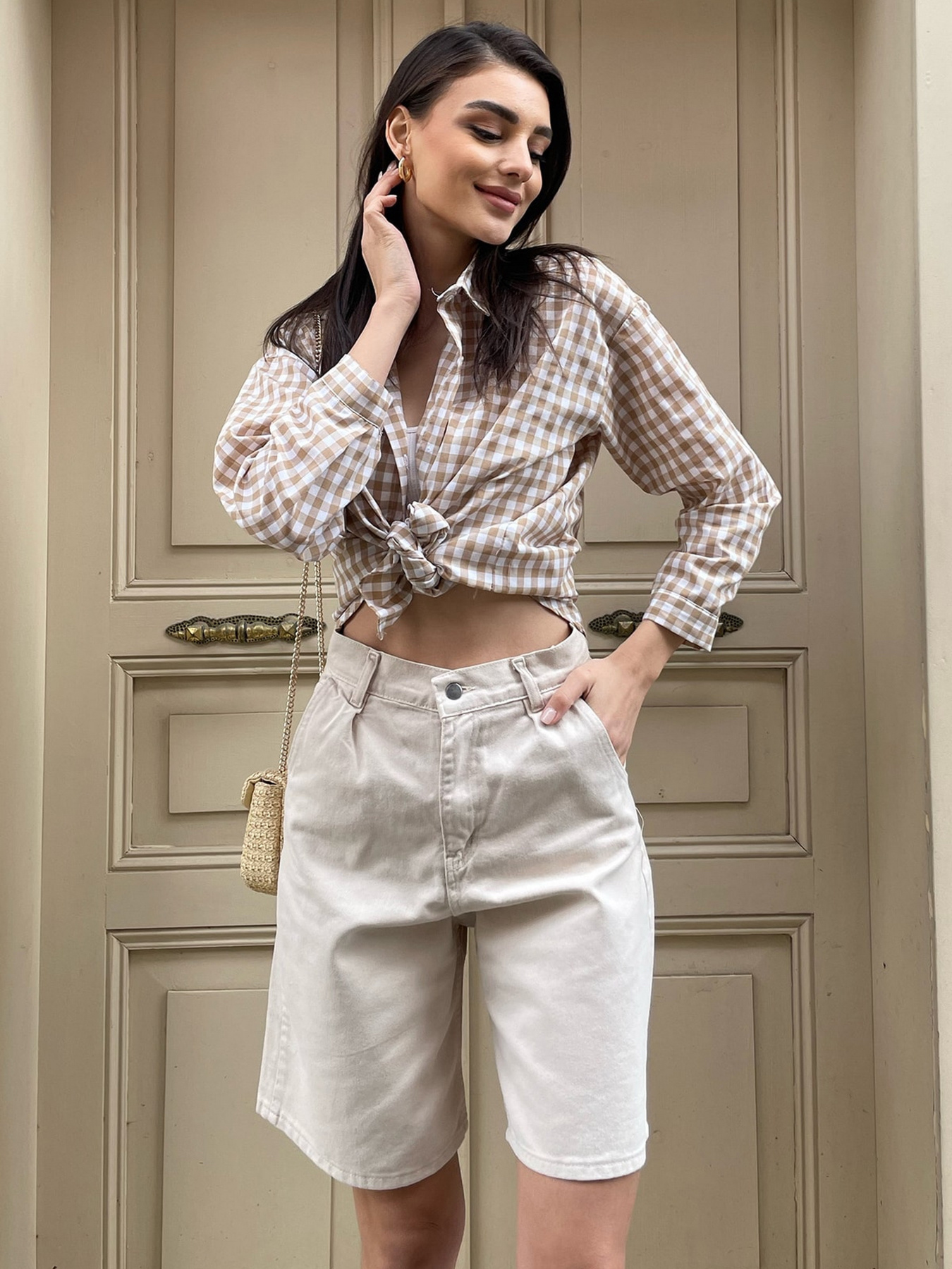 Шорты джинсовые Trend Alacati Stili модель ALC-X8174/BEJ Фото