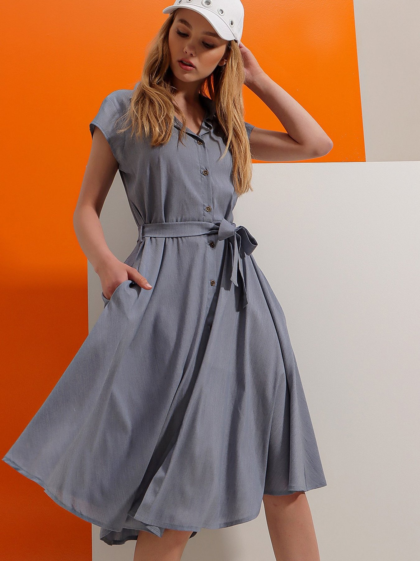 Платье миди Trend Alacati Stili модель ALC-X6056/Indigo Mavi Фото