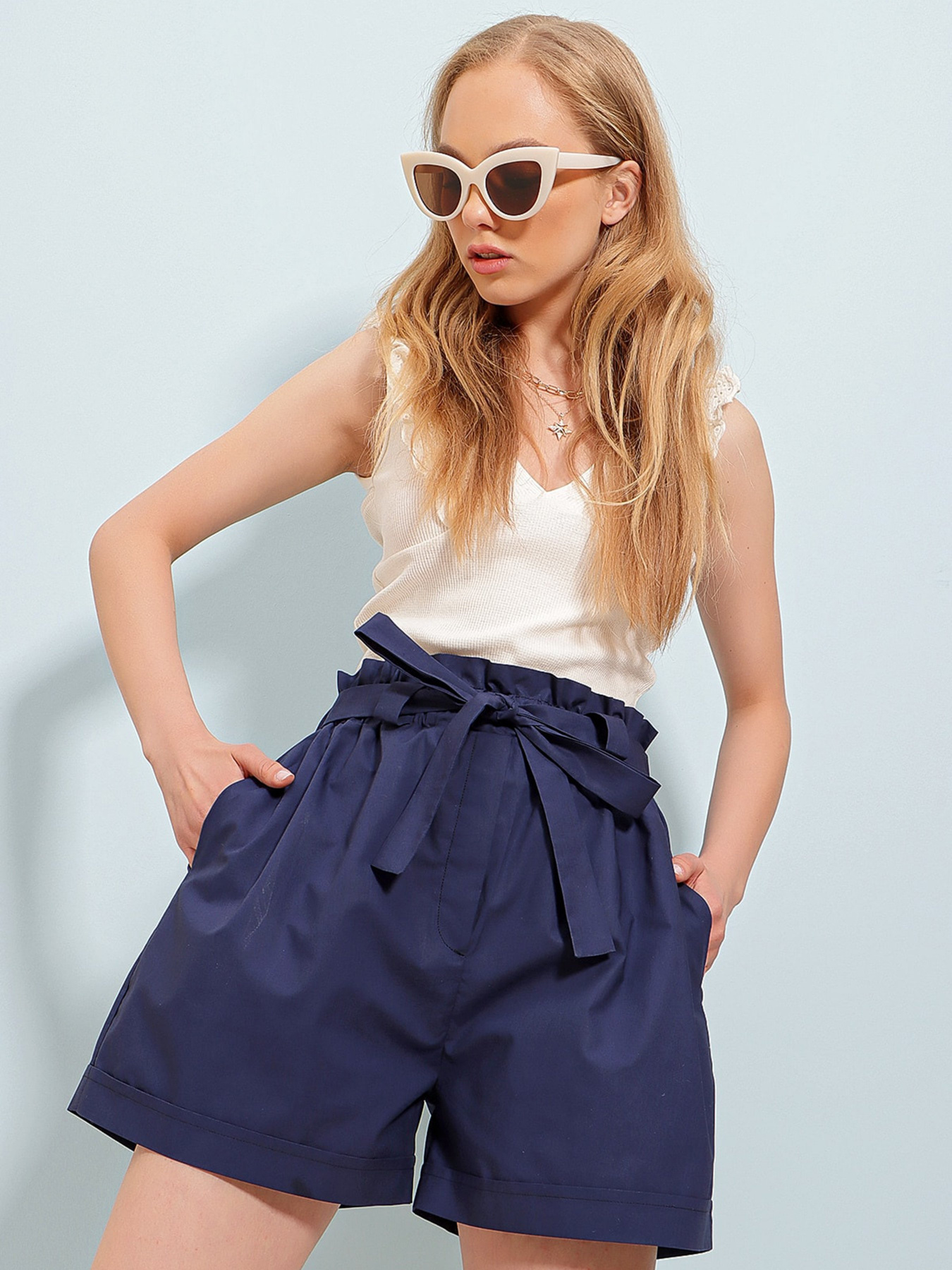 Повсякденні шорти Trend Alacati Stili модель ALC-X8450/Lacivert Фото