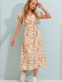 Сукня міді Trend Alacati Stili модель ALC-X8579/Bej Фото