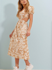 Сукня міді Trend Alacati Stili модель ALC-X8579/Bej Фото