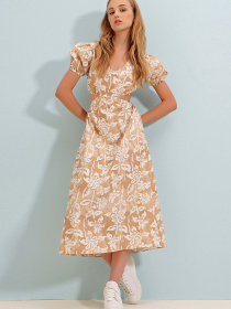 Сукня міді Trend Alacati Stili модель ALC-X8579/Bej Фото