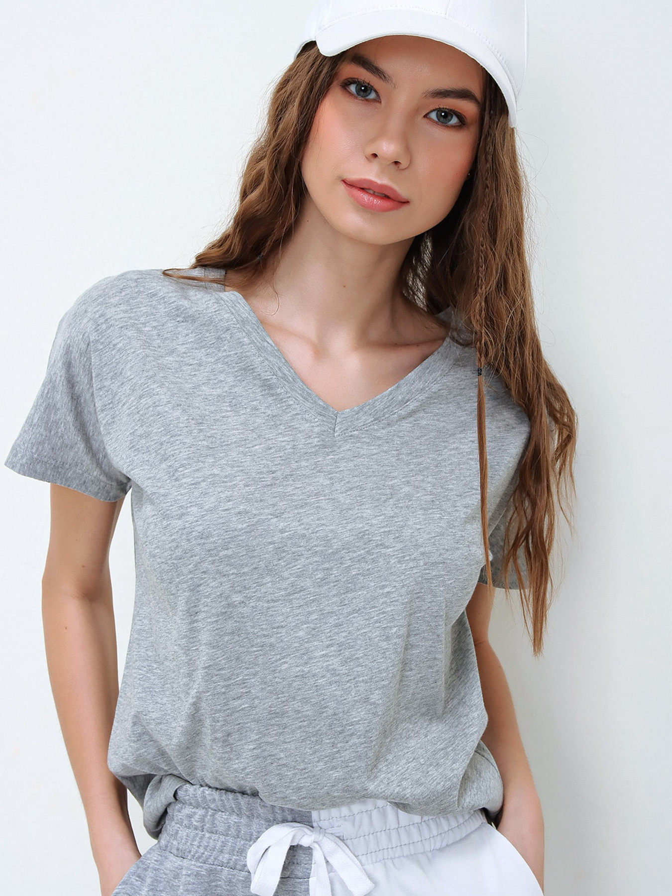 Футболка Trend Alacati Stili модель ALC-1045-AGRAY MELANGE Фото