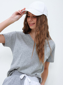 Футболка Trend Alacati Stili модель ALC-1045-AGRAY MELANGE Фото