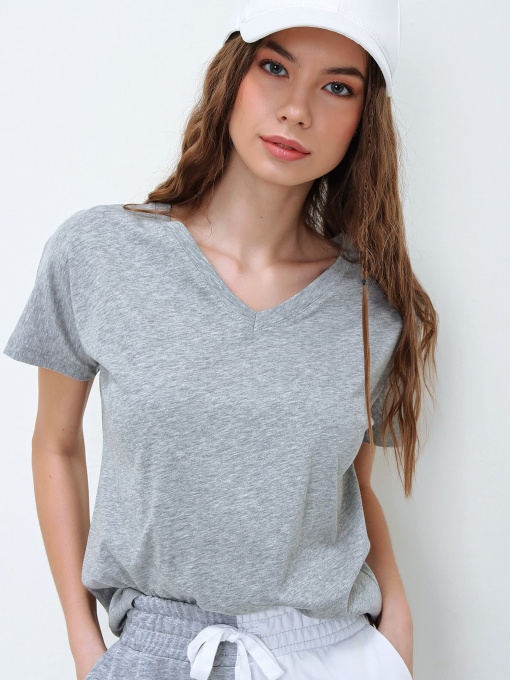 Футболка Trend Alacati Stili Модель ALC-1045-AGRAY MELANGE Фото