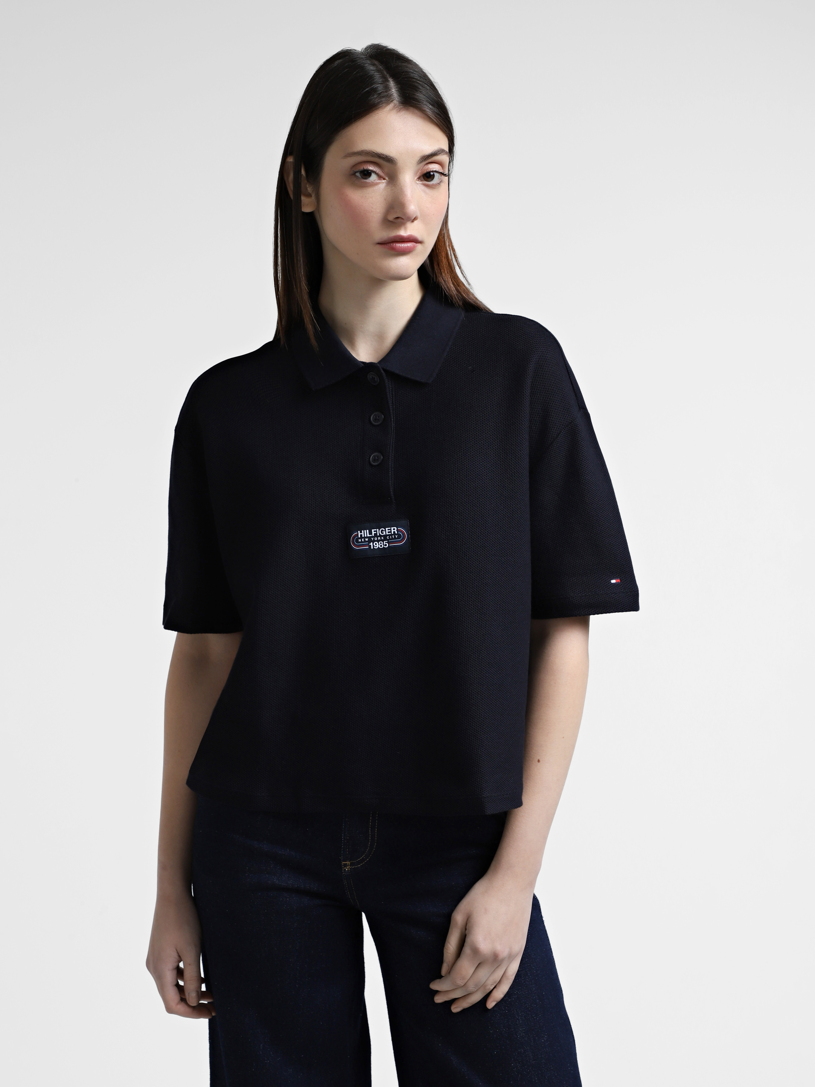 Бавовняне Жіноче Поло Tommy Hilfiger  (TC5455) колір темно-синій