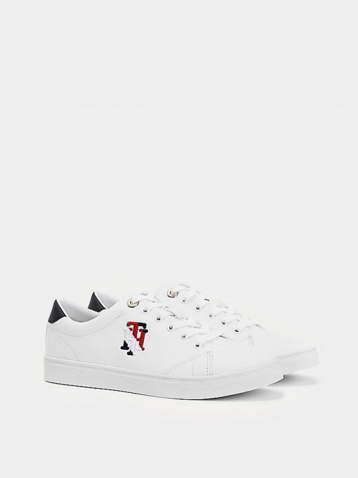 Кеды низкие Tommy Hilfiger LEATHER MONOGRAM TRAINERS модель FW0FW05794-YBR Фото
