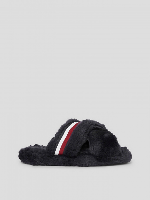 Тапки Tommy Hilfiger Global Stripe Faux Fur Slippers модель FW0FW07551-DW6 Фото