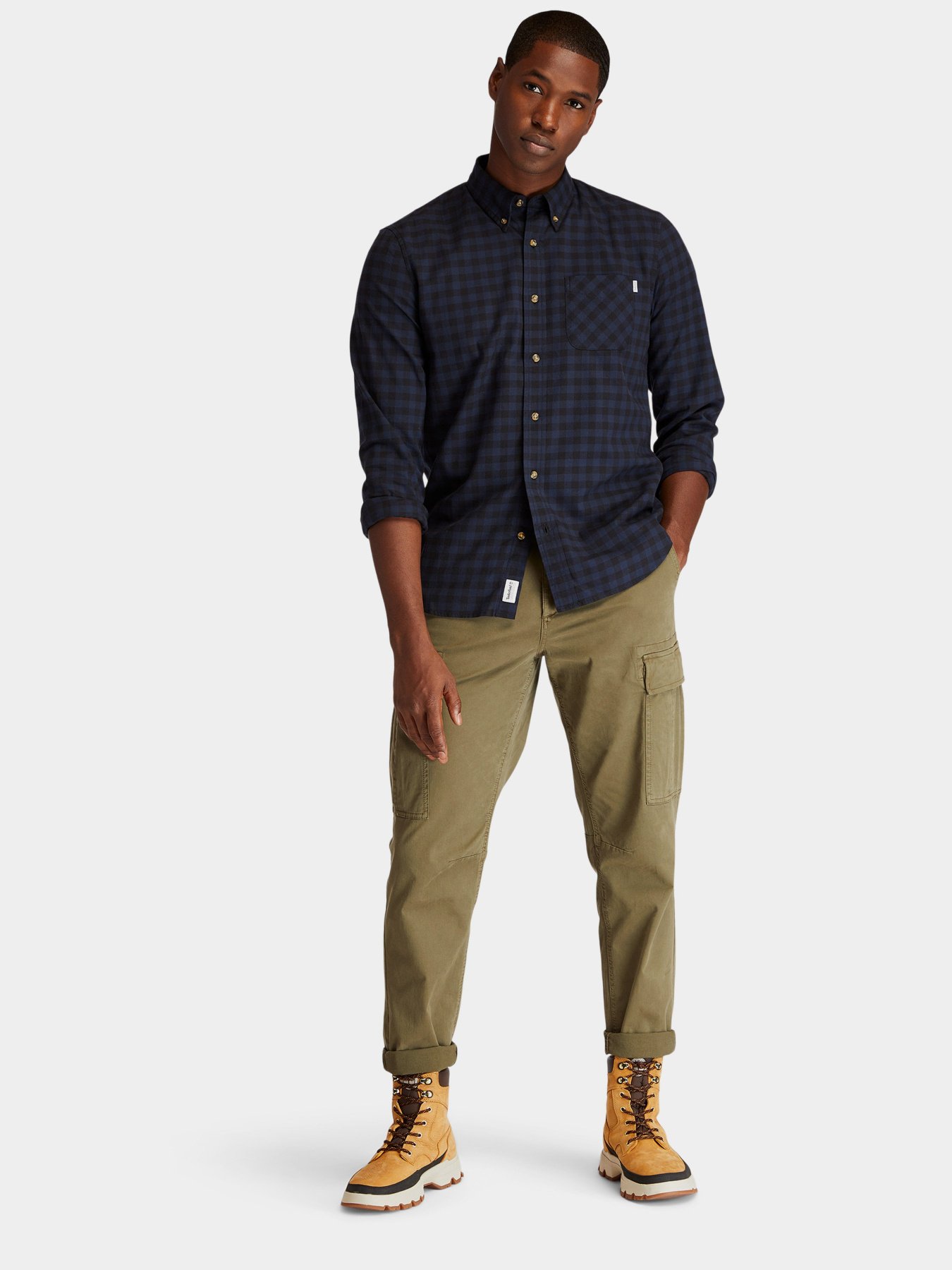 Рубашка повседневная Timberland Back River Brushed-Cotton Check модель TB0A2BJVB68 Фото