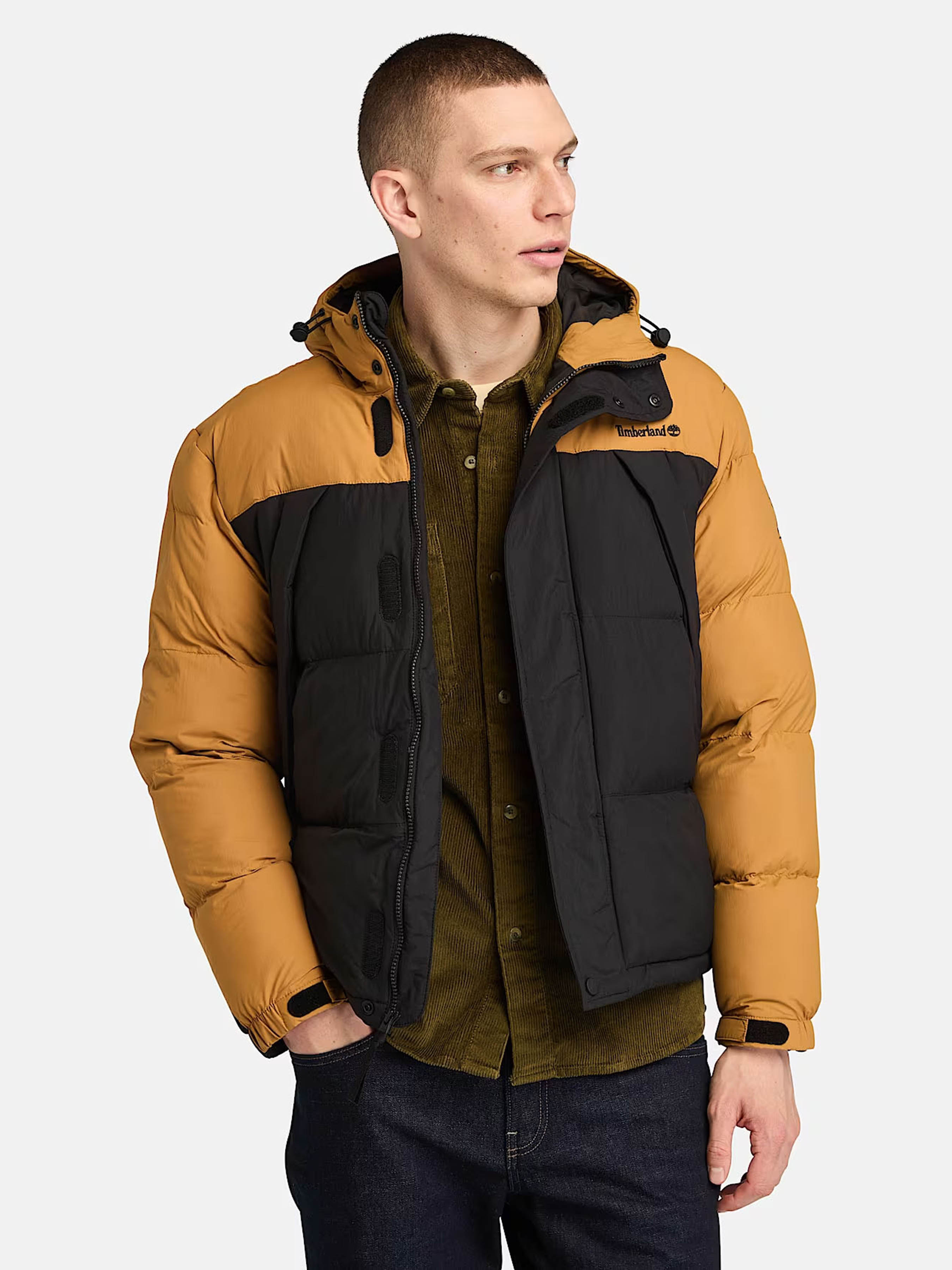 Чоловіча Зимова куртка Timberland Durable Water-Repellent (TH7573) колір чорний/жовтий, матеріал нейлон
